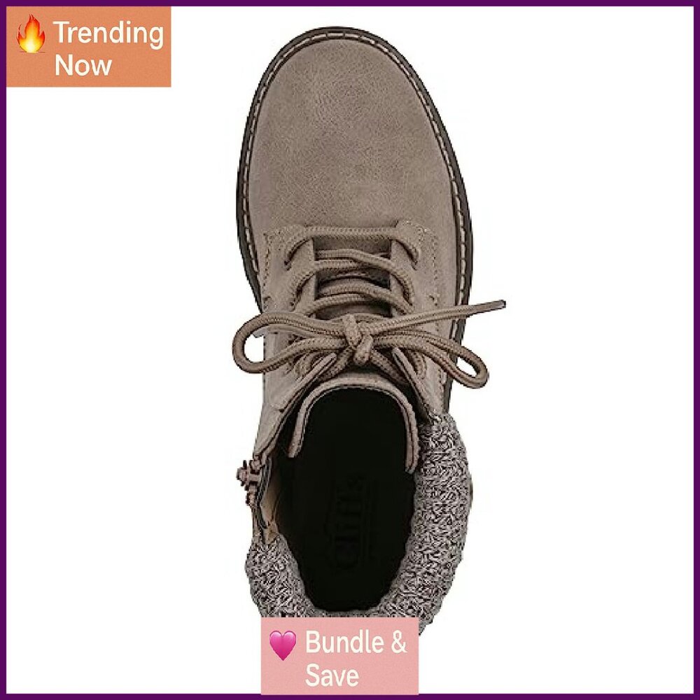 Women's Block Heel Ankle Boots with Lace-Up & Zipper Closure - Picture 7 of 8